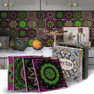 SSyang 20 Pezzi Adesivi Per Piastrelle Cucina,Adesivo Murale Per Il Bagno,Marocco Adesivo Per Piastrelle,Impermeabile PVC Autoadesivo Decorazione,Sticker Per Cucina,Adesivo Murale Per Scala,10 * 10CM - 8