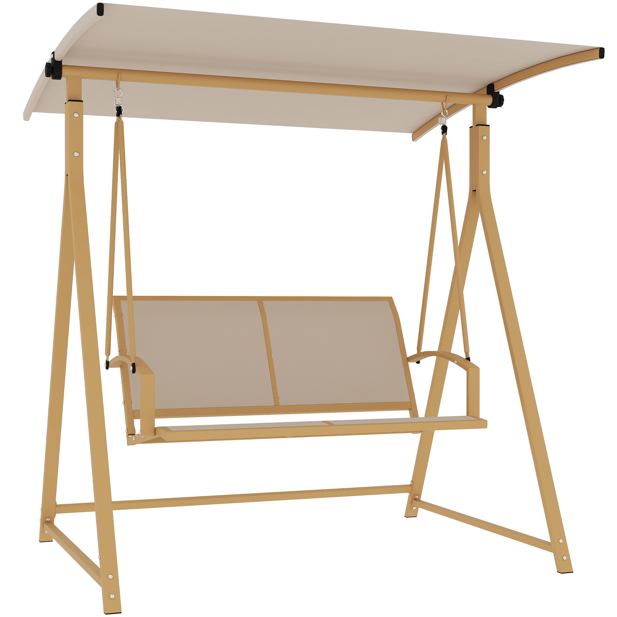 Balancín Jardín Exterior Outsunny Metal, Poliéster Caqui