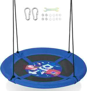 Balançoire Nid d’Oiseau Rond, Balançoire Enfant Ø102CM, Hauteur Réglable 140-180CM, Charge Maximale 150KG, pour Enfant 3-15 Ans (Astre, Normal)