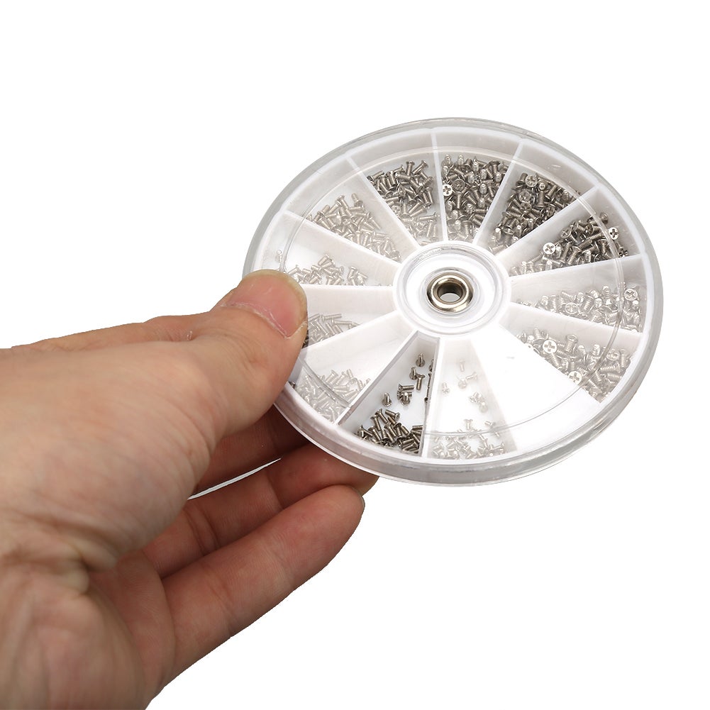 600 pièces boîte ronde M1.0 M1.2 M1.4 M1.6 acier inoxydable croix tête plate ensemble de vis pour lunettes - 4