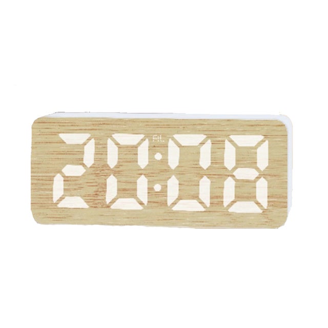 BOMCLAP Reloj despertador blanco con función de repetición, reloj digital LED de pantalla grande, despertador electrónico digital minimalista