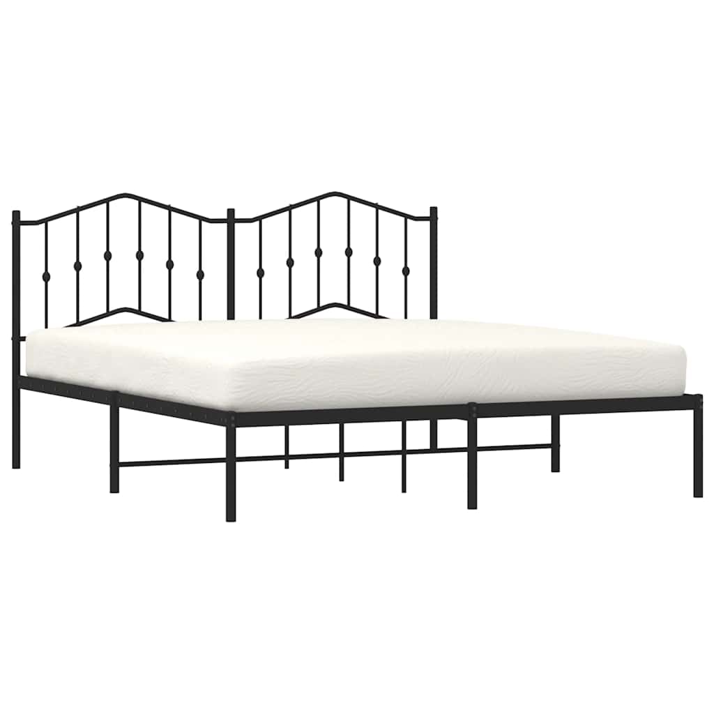Estructura cama sin colchón con cabecero metal negro 183x213 cm vidaXL - 5