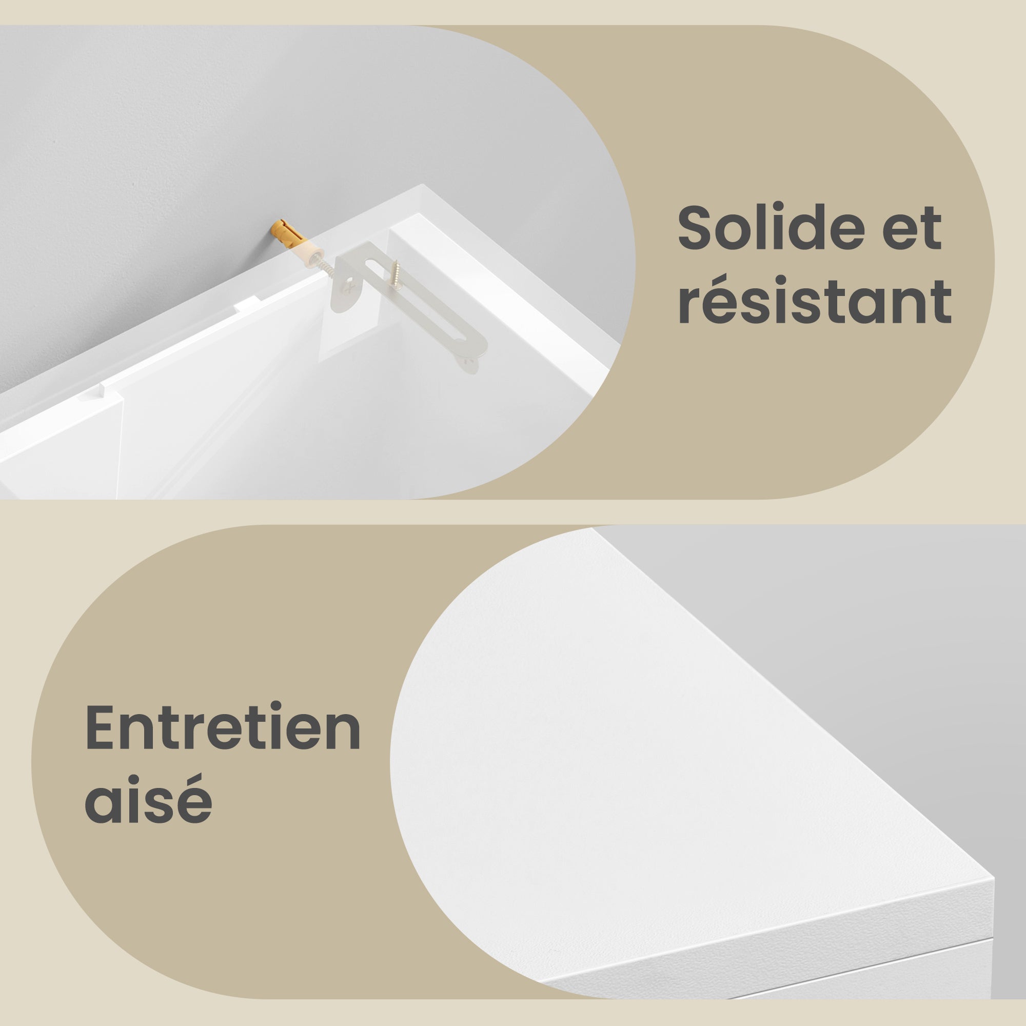 Armoire de Salle de Bain, Meuble Sous Lavabo avec Pieds, 2 Compartiments et 3 Tiroirs, Blanc - 7