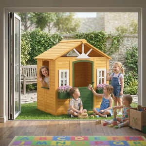 Maison en bois pour enfants SANS PLANCHER- 112x146xH152cm/1.1m2 - maison jardin enfant exterieur bois Timbela M550-1 | Leroy Merlin