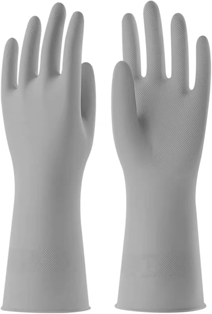 Rękawiczki nitrylowe Moran szare, rozmiar S (9,7 cm), antypoślizgowe, wodoodporne, wielokrotnego użytku, do kuchni i łazienki, 1 para