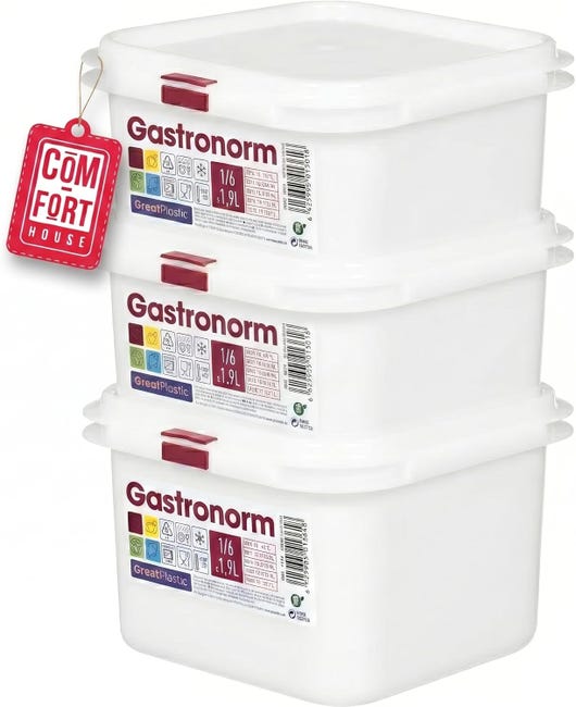 COM-FORT HOUSE Tupper Hermético Cuadrado 1,9L Pack 3 - Recipientes con ...