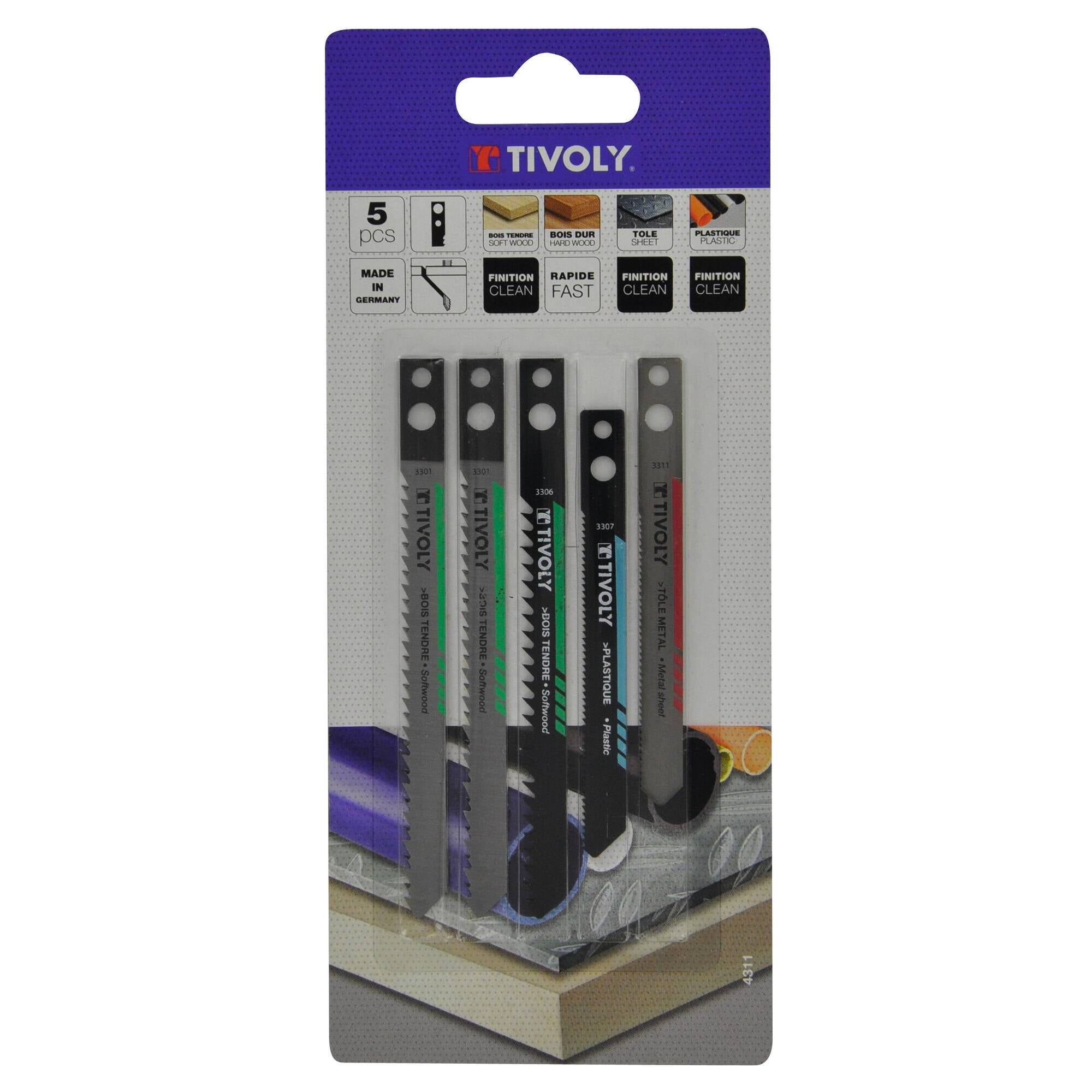 5 Lames Scie Sauteuse Tivoly Pour Makita - Bois, Métal, Plastique - Made In Germany