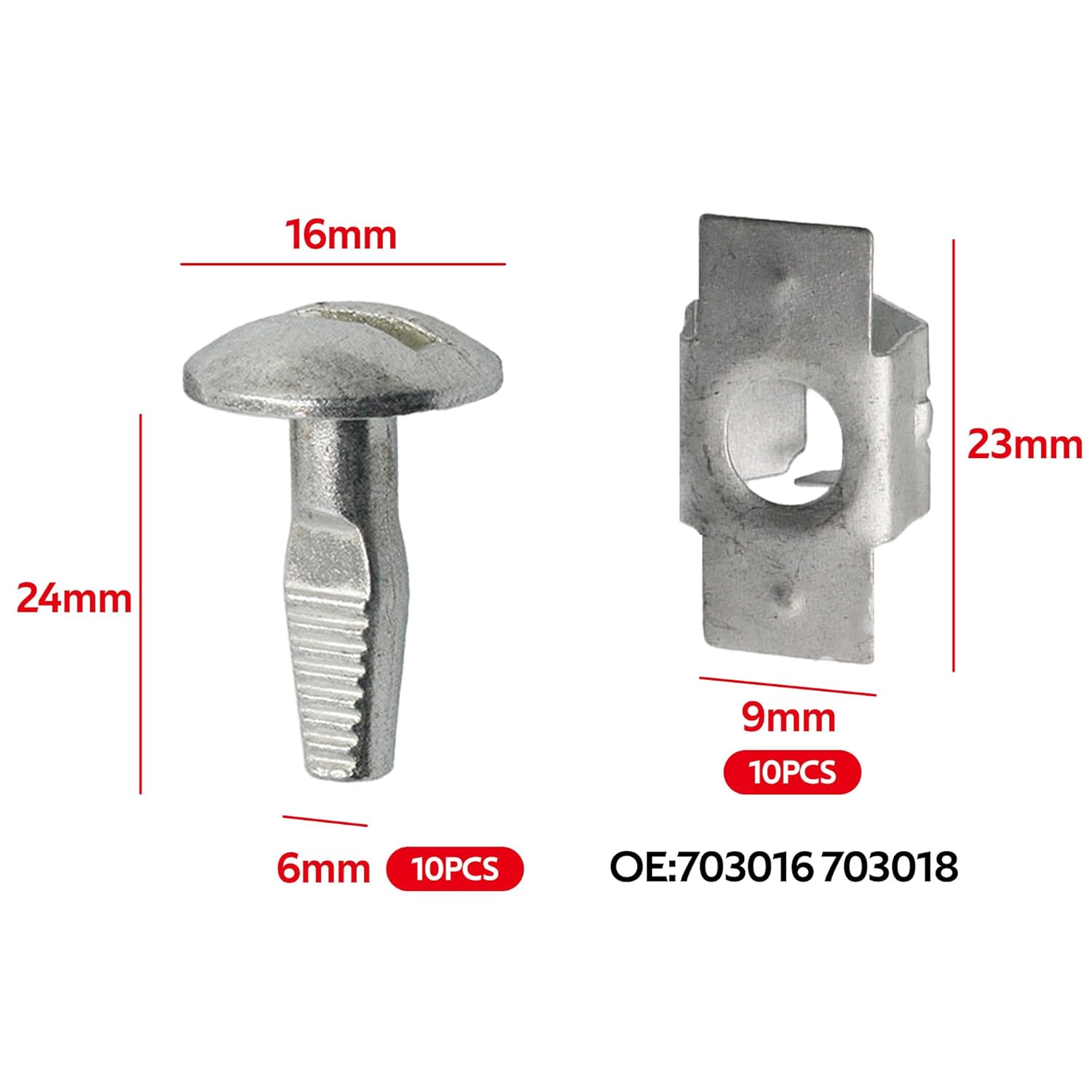 Lot De 20 Vis/clips De Fixation Pour Cache-moteur Peugeot/Citroën (206, 207, 406, 407, 806, 807) – Alliage Aluminium, 23x16 Mm