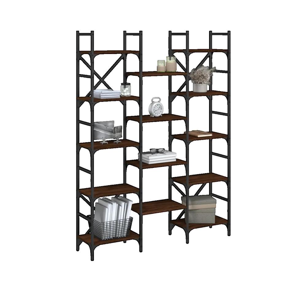 Biblioteczka vidaXL Drewno inżynieryjne i stal 127,5x28,5x172,5 cm brązowy