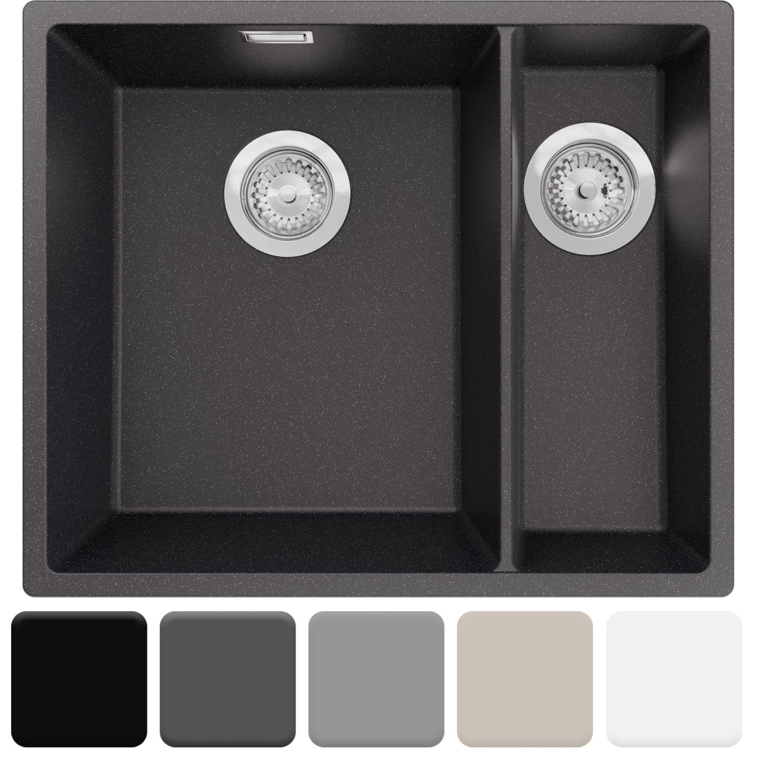 Zlewozmywak podblatowy 56x47cm, do szafki od 60cm + Syfon - Agate Grafitowy STONESTYLE