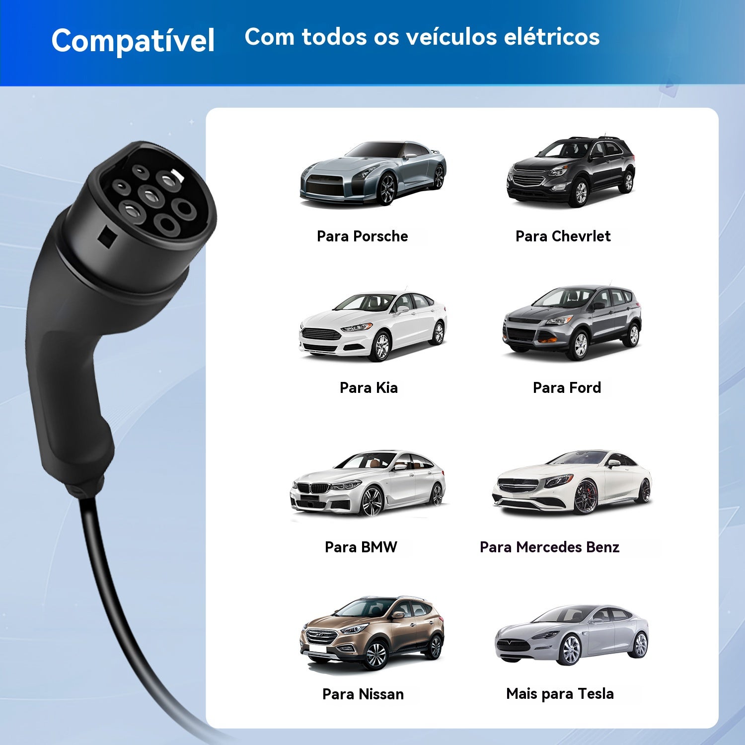 Carregador para Veículos Elétricos 11 kW 16A Trifásico Tipo 2 - Cabo de 6m com tomada CEE 7/7 Adaptador, LCD, Certificação IEC62196 & IP65 - 4