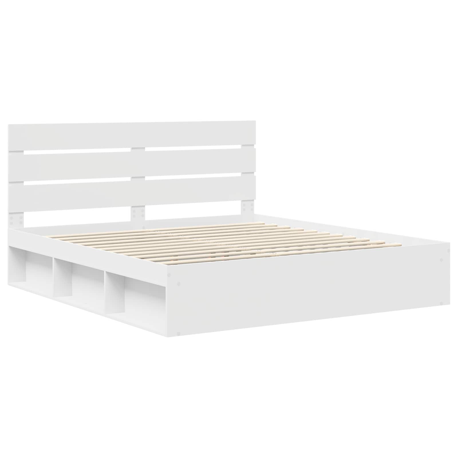 Cadre de lit blanc 200 x 200 cm en bois de pin massif - 4