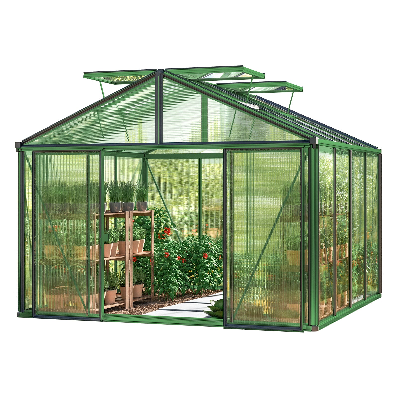 GFP szklarnia Asteria 22 Premium 311x311 cm - grube panele poliwęglanowe ok. 16 mm - kolor: zielony