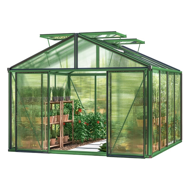 GFP szklarnia Asteria 22 Premium 311x311 cm - grube panele poliwęglanowe ok. 16 mm - kolor: zielony