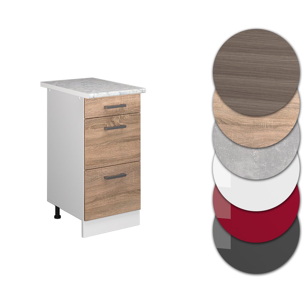 Vicco Meuble cuisine R-Line, Sonoma, 40cm avec tiroirs, PT Marbre - 5
