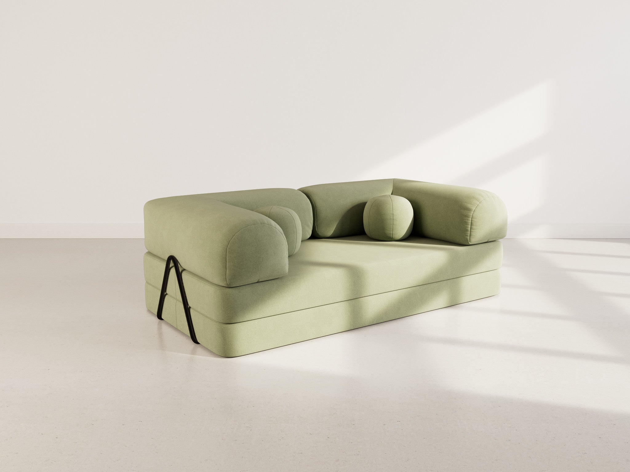 Canapé droit convertible 3 places en velours texturé vert sauge - NEBULA - Best Mobilier - 3