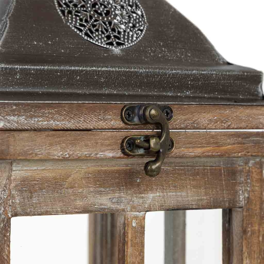 Farol de madera marrón 18x18x57.5h cm - 8
