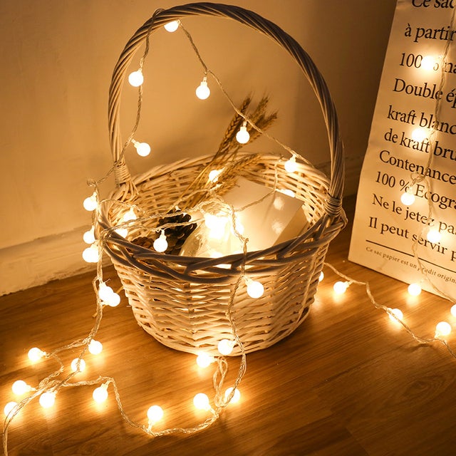 10M Guirlande Lumineuse,Guirlande lumineuse Multicolore,100 Petites Boule Étanche IP65,1 Modes Eclairage Décoration, Avec prise (Blanc Chaud)