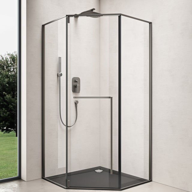 Paroi De Douche Idralite Replay 160x185 Cm - Verre Granité, 2 Portes Coulissantes - NEUF