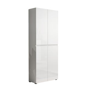 Scarpiera Tok 4 Ante - Bianco E Rovere, 105x24x112 Cm, Salvaspazio Per Ingresso E Corridoio
