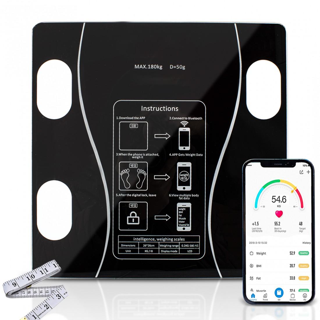 Bilancia Pesapersone Smart Digitale 180 Kg Bluetooth Elettronica Vetro Portata - Foto 7