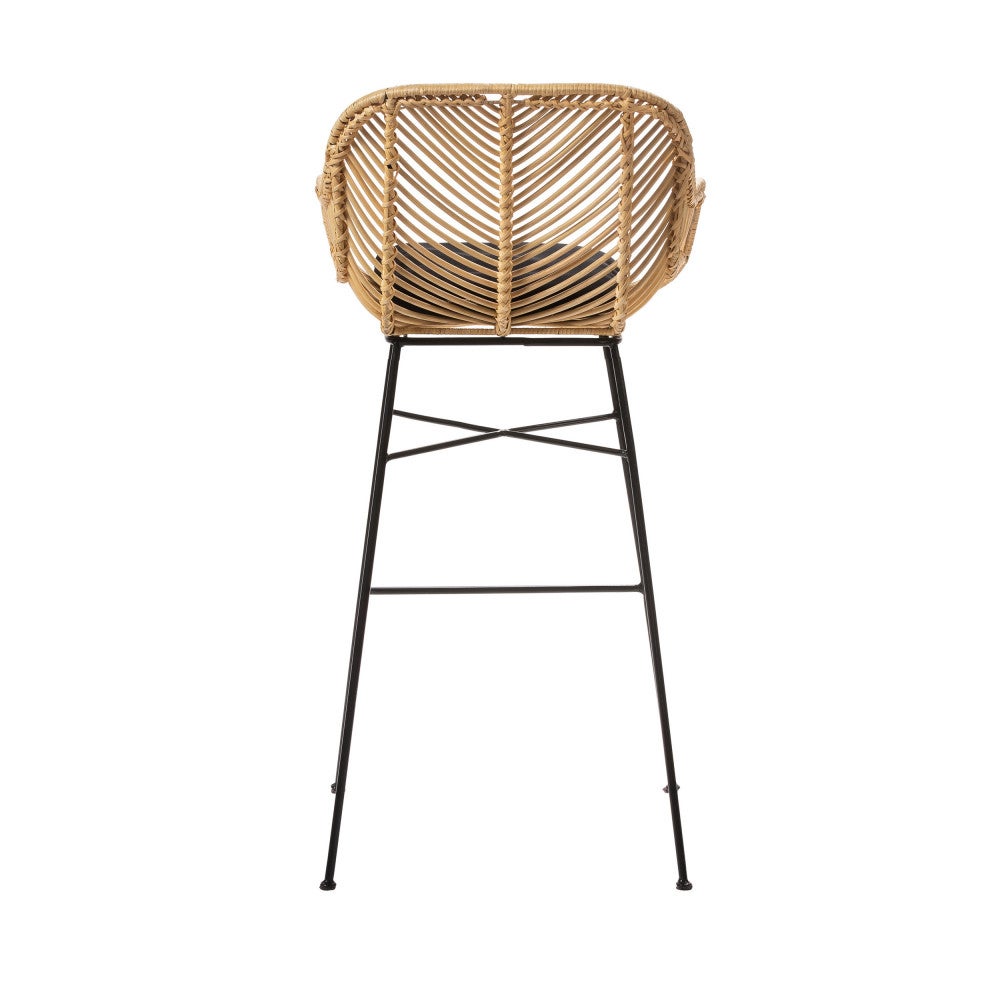 Nunuhai - Lot de 2 tabourets de bar en rotin H76cm - Naturel - 6