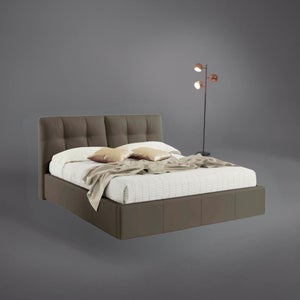 Letto Matrimoniale Imbottito 180x200 Cm Con Contenitore - Velluto Grigio Scuro, Testiera Morbida - Foto 3