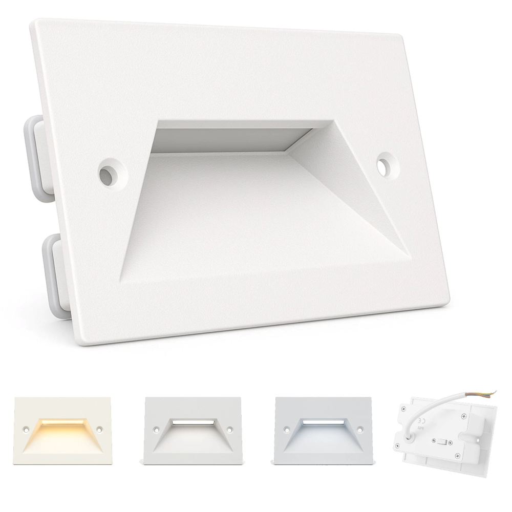 Faretto LED segnapasso da incasso 3W luce regolabile IP65 esterno compatibile con scatola 503 in alluminio opalino in mm H53 L93 P35 Bianco - 8