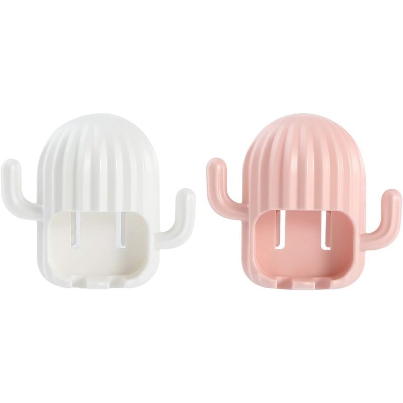 Lot 4 Porte-Brosses à Dents Muraux Sans Perçage – Support Auto-Adhésif Anti-Poussière Salle De Bain & Voyage (Blanc Gris Clair)