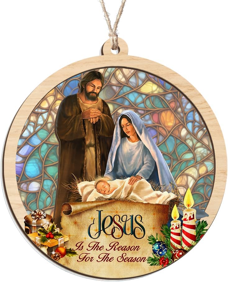 1 pz ornamenti natalizi - regali religiosi, presepe, spirituali, regali di fede cristiana - ornamenti decorativi per l'albero di Natale - 5