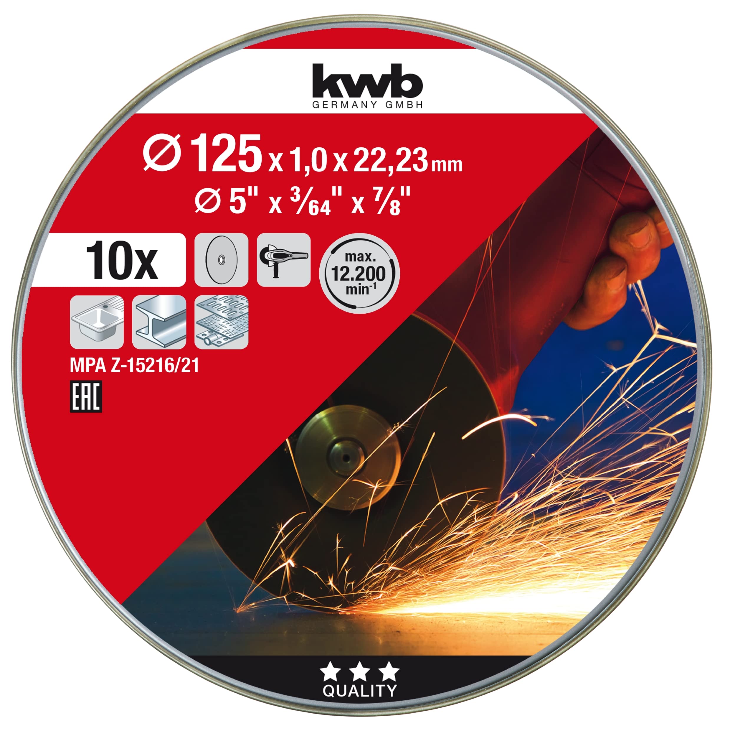 Disque à tronçonner KWB - Ø 125 x 22.23 x 1mm - Lot de 10 pièces - EINHELL - 712022 - 6