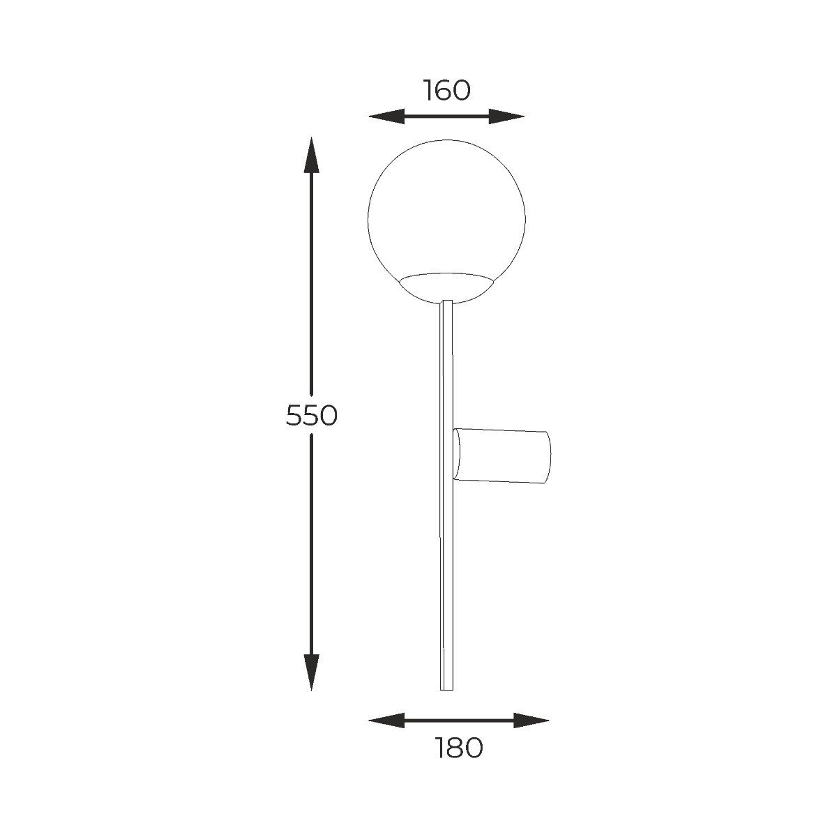 Kinkiet ścienny Orbit czarno-biały 1xE27x40W wym: 55 x 18 cm szkło IP20 Zuma Line - 2