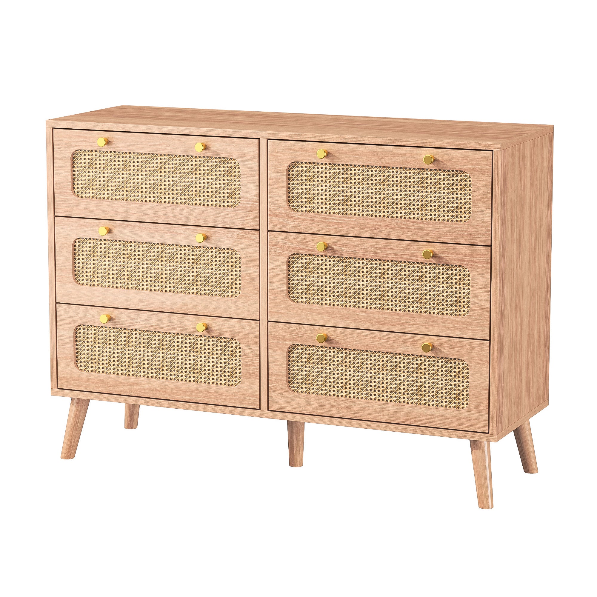 Commode 6 tiroirs, Commode Chambre pour Enfant et Adulte, Meuble de Rangement, Meuble Rangement pour Salon, Chambre, Entrée, 100x34x73cm, Naturel - 9