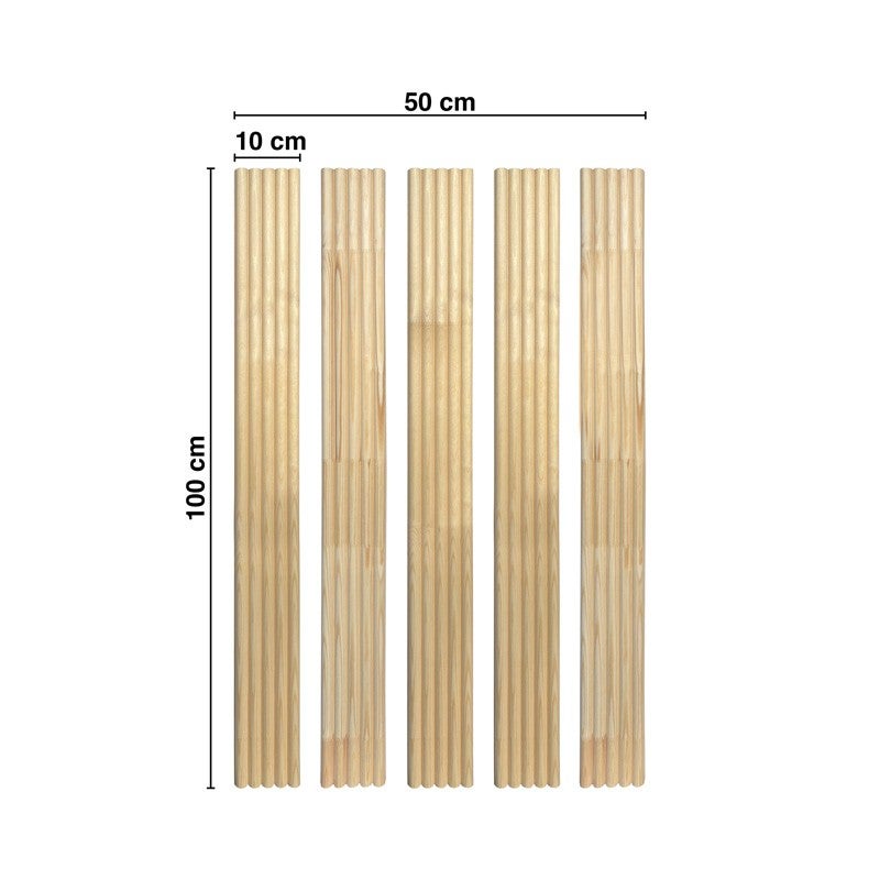Kit de 5 moulures murales - demi-ronds - Pin abouté - 5x(10x100cm) - Prêt à coller et peindre - Fabrication française - 2