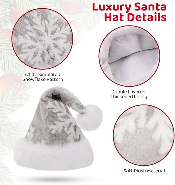 sztuka (30*42 cm) unisexowa szara czapka świąteczna dla dorosłych klasyczna czapka świąteczna dekoracja na imprezę świąteczną - 2
