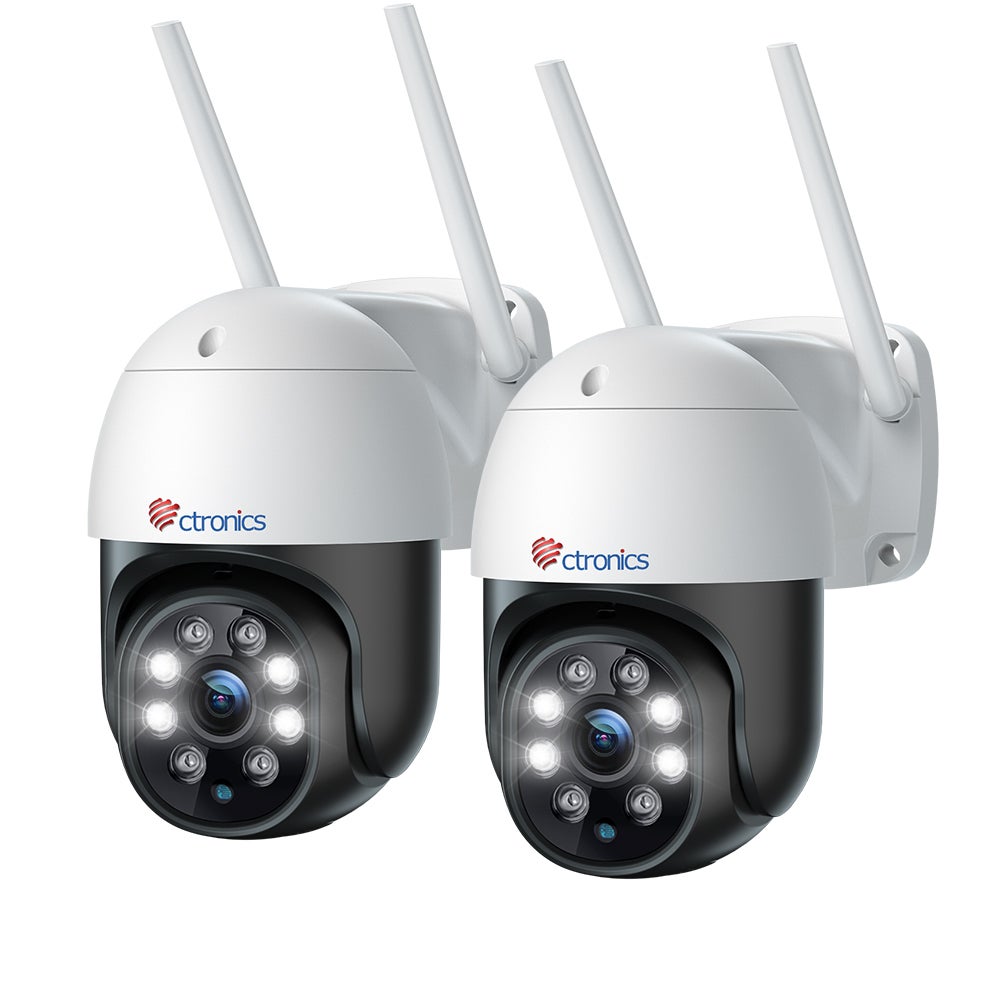 Ctronics Kamera Monitoringu 5MP WiFi Zewnętrzna PTZ, Tryb Nocny, Detekcja Człowieka, Dwukierunkowe Audio, Zestaw 2 szt.