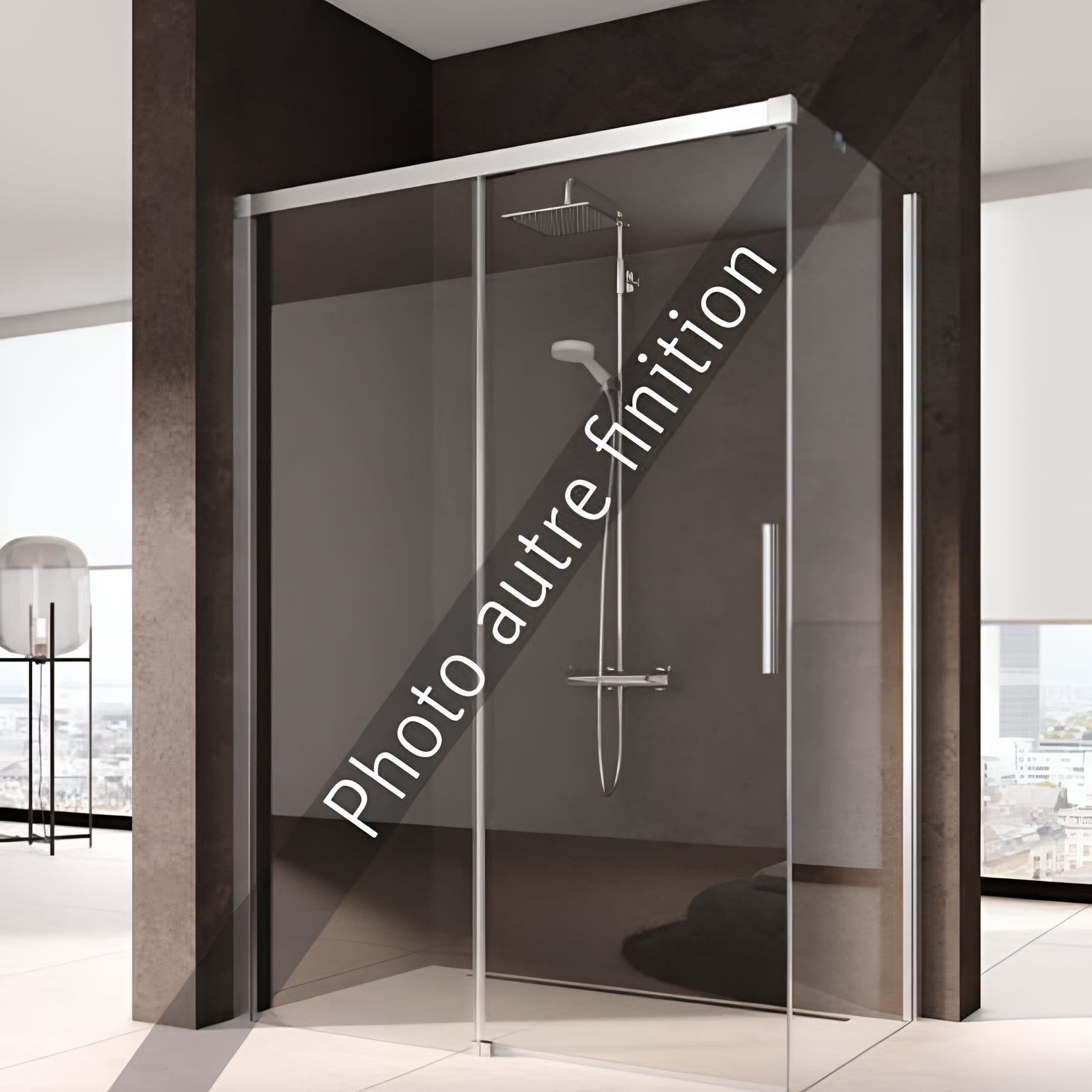 Paroi de douche coulissante largeur 160 cm hauteur 200 cm profilé noir ...