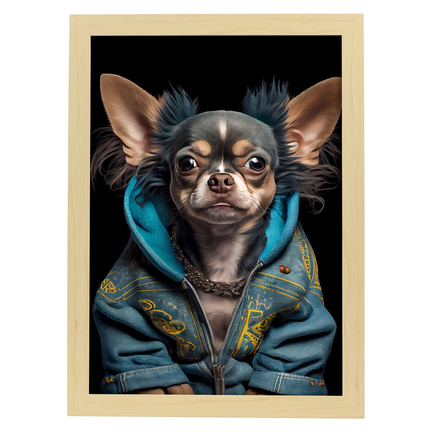 Nacnic poster de chihuahua en estilo de fotografía a todo color divertidas ilustraciones realistas de animales con ropa humana a3 marcos madera