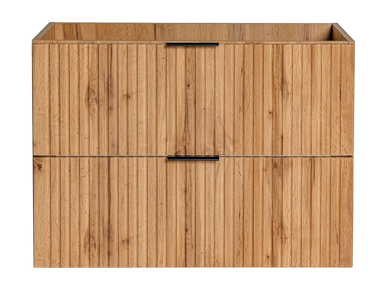 Meuble sous vasque suspendu strié - Naturel clair - L80 cm - ZEVARA - 2