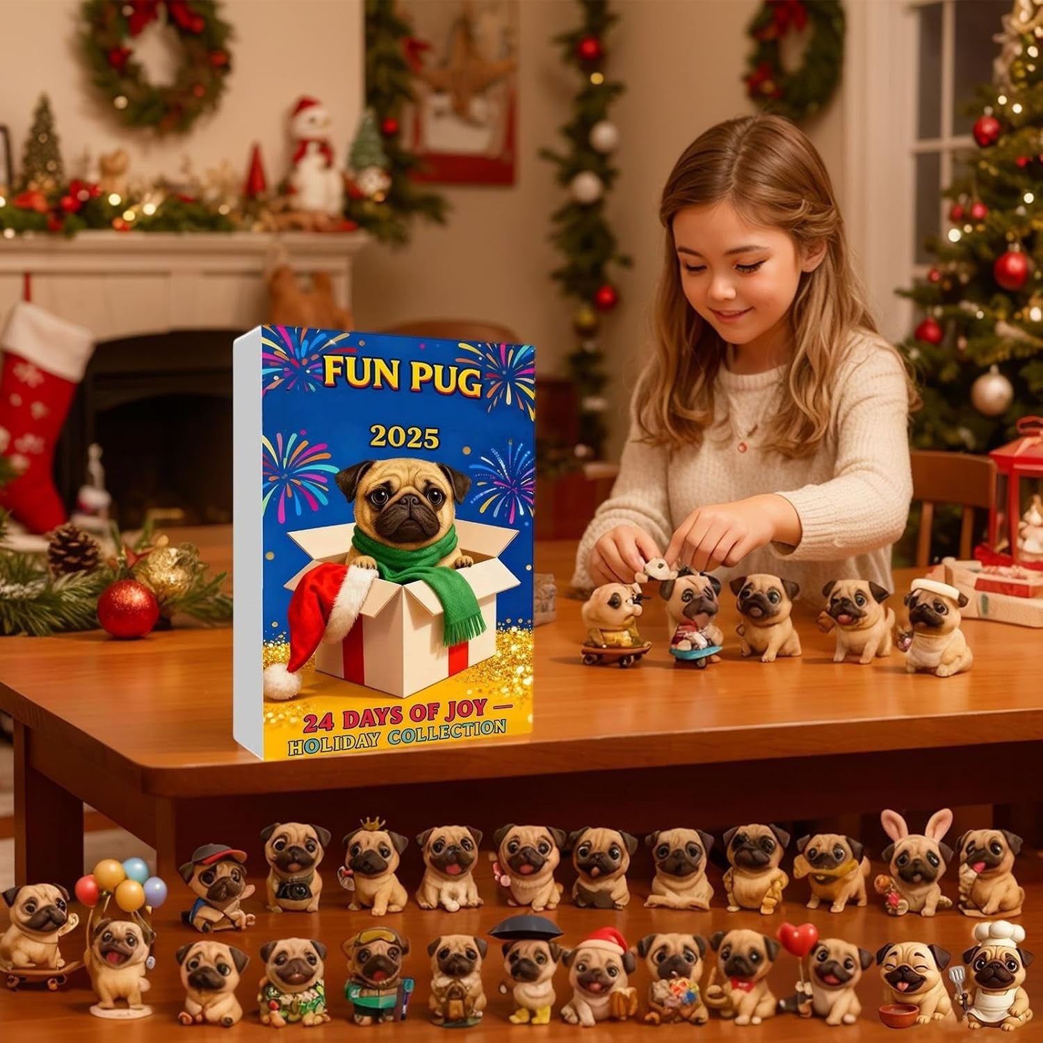 Calendario dell'Avvento di Natale - Ciondolo a forma di cane in acrilico 2D, decorazione dell'Avvento di 24 giorni, ornamento natalizio - 3