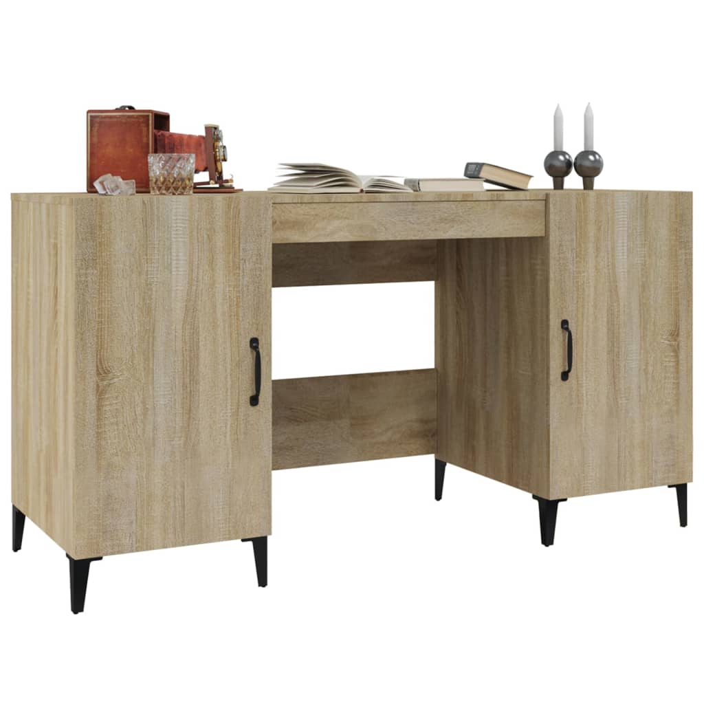 Bureau，Table de travail，Table d'étude Chêne sonoma 140x50x75 cm Bois d'ingénierie CWV92625 - 4