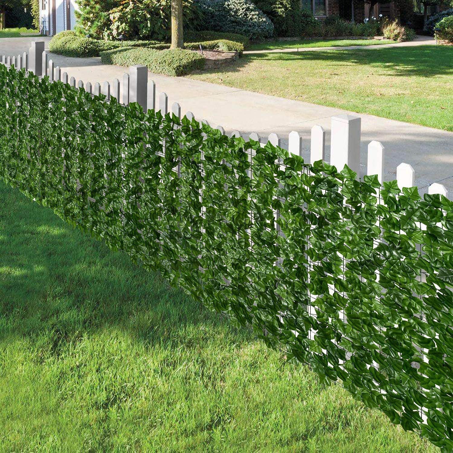 Grande décoration de clôture de confidentialité en lierre artificiel 0.5 x 3m, haie artificielle, décoration de jardin extérieur, vert - 3