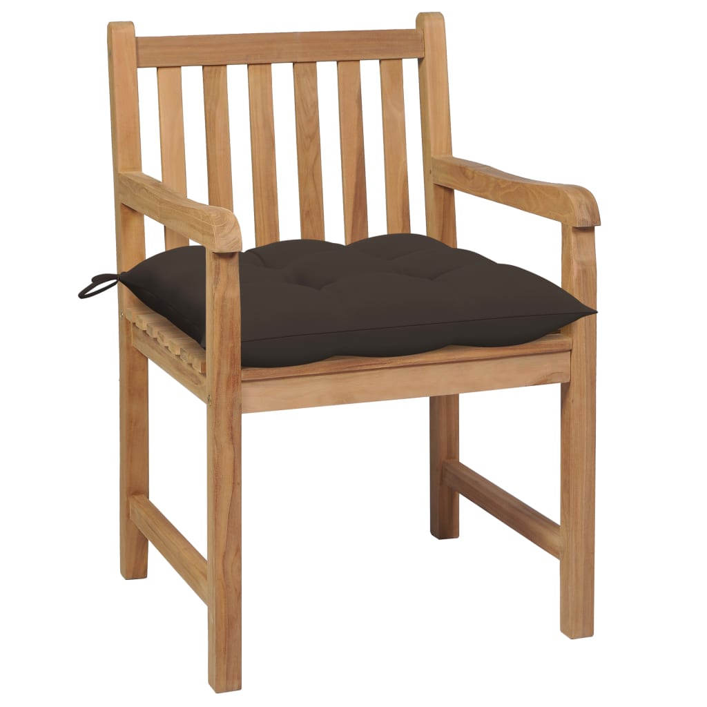 Chaises de jardin 2 pcs avec coussins taupe Bois de teck massif 14 - 2