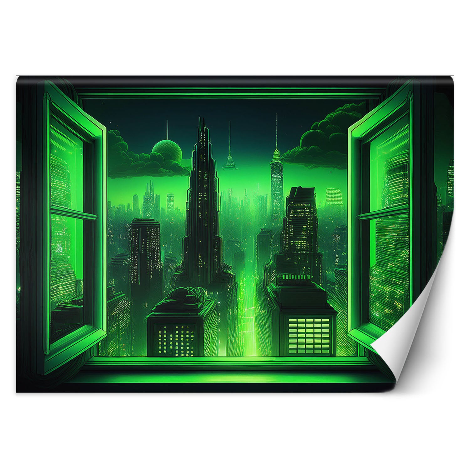 Fototapeta, Widok z okna Futurystyczne Miasto 300x210