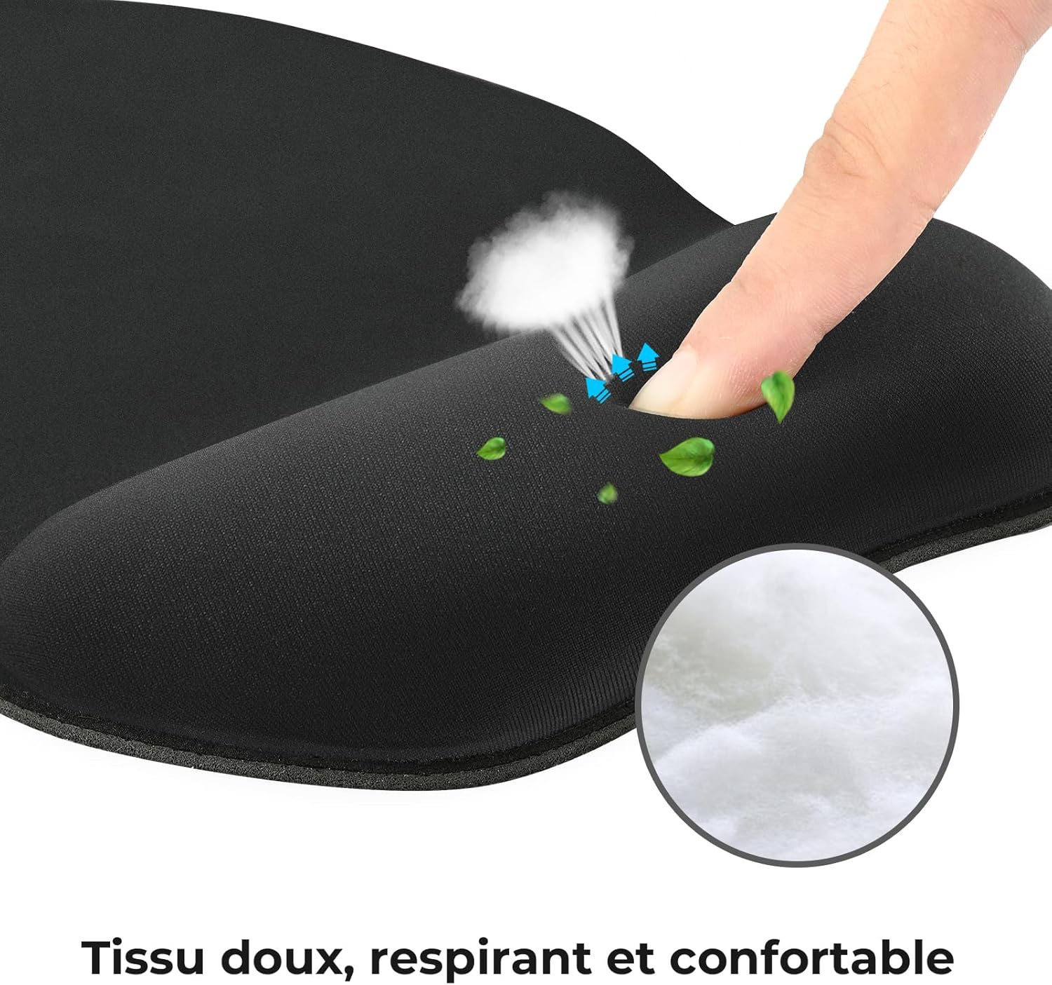 Podkładka pod mysz z ergonomiczną podpórką pod nadgarstek, 4 mm, z wypełnieniem z pianki memory, czarna - 4