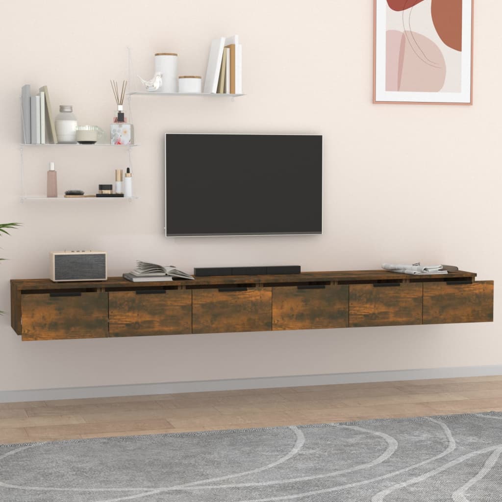 Maison Exclusive - Armarios de pared 2 uds contrachapada roble ahumado 102x30x20cm - 3