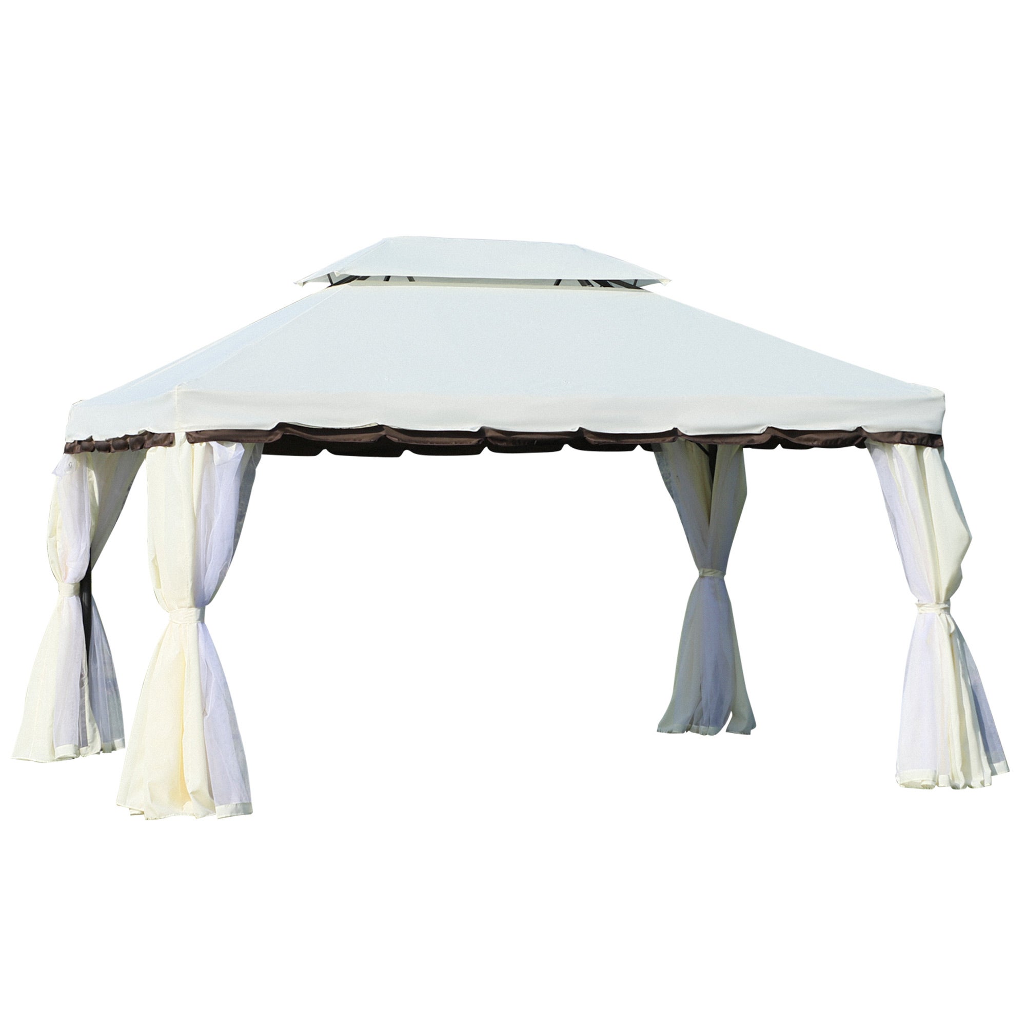 Outsunny  Cenador De Jardín Aluminio, Poliéster 390X290x280 Cm Crema Aluminio, Leroy Merlin