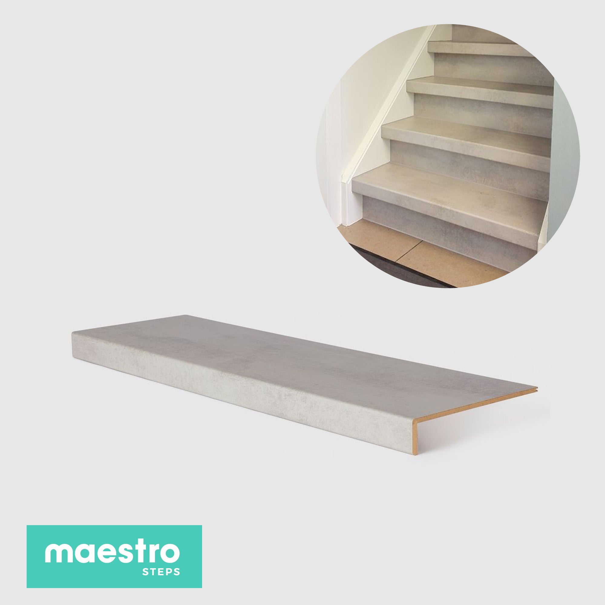 Marche rénovation d'escalier stratifié light grey 1000 x 300 x 56 mm - PEFC 70% - 6