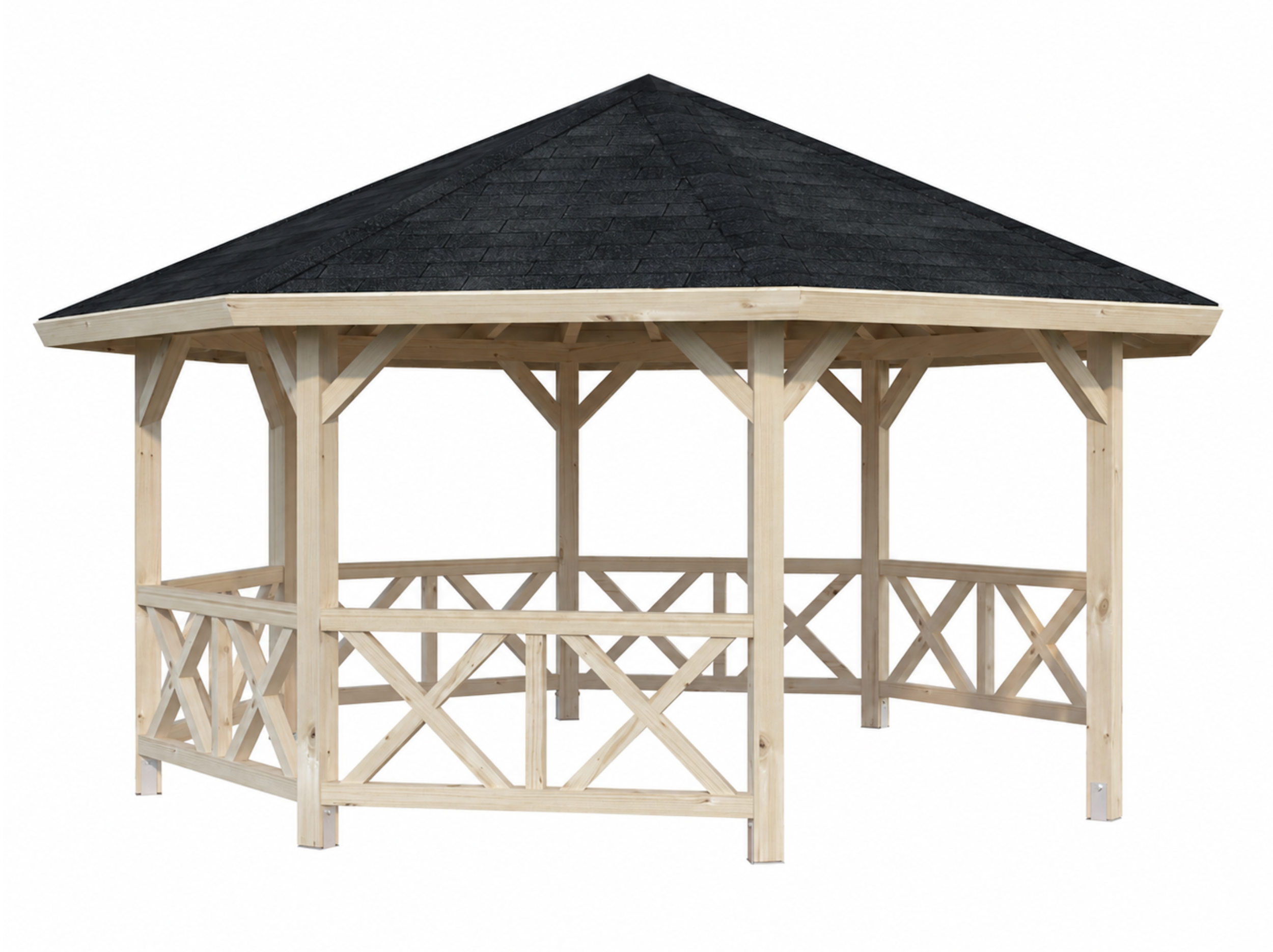 Kiosque de jardin en bois Betty - PALMAKO - ⌀465 cm - 18 m² - 2