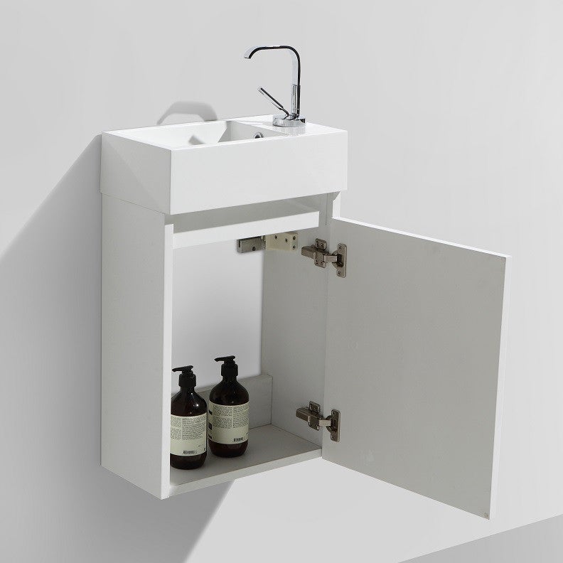 Meuble lave-main salle de bain design SIENA largeur 40 cm blanc laqué - 2